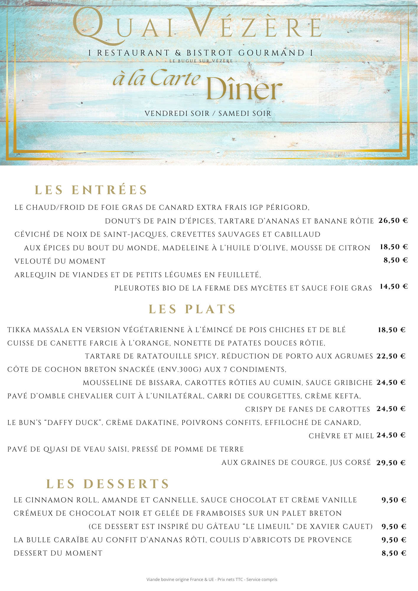 Doré et Blanc Élégant Hôtel Carte