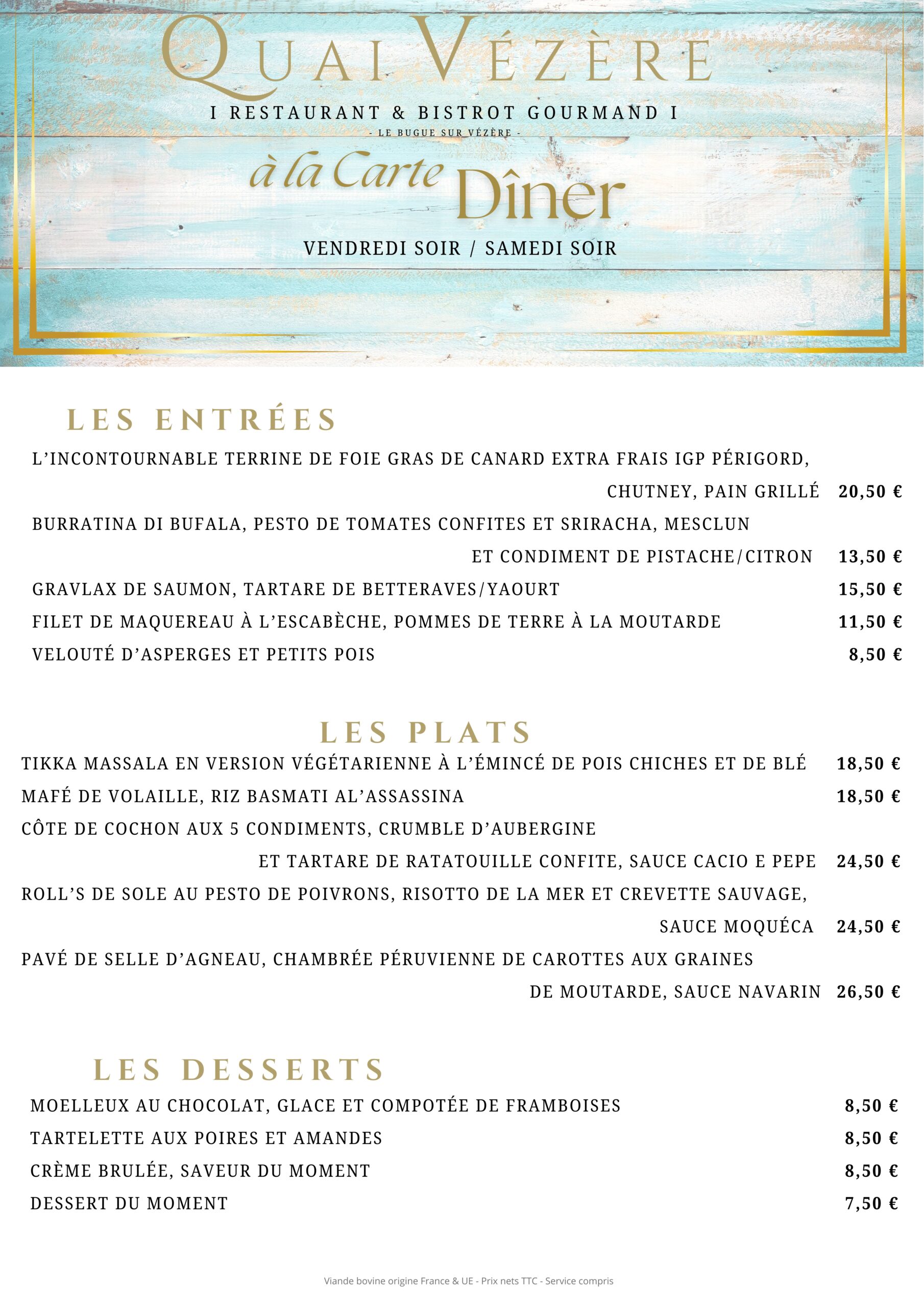 Doré et Blanc Élégant Hôtel Carte